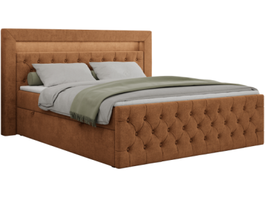 Łóżko kontynentalne GOLD 9 140x200 - H4 - pomarańczowy, struktura