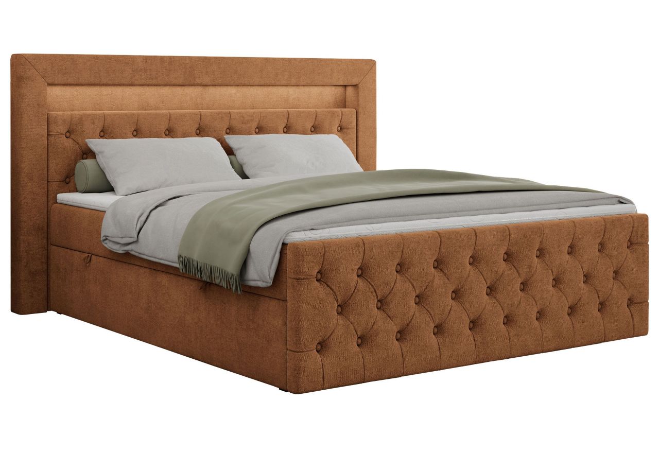 Łóżko kontynentalne GOLD 9 140x200 - H4 - pomarańczowy, struktura