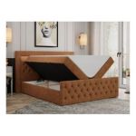 Łóżko kontynentalne GOLD 9 160x200 - H4 - pomarańczowy, struktura