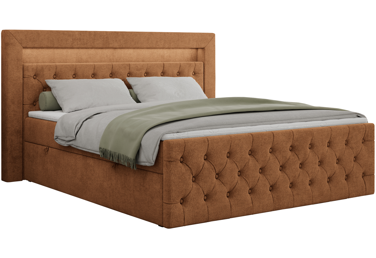 Łóżko kontynentalne GOLD 9 180x200 - H4 - pomarańczowy, struktura