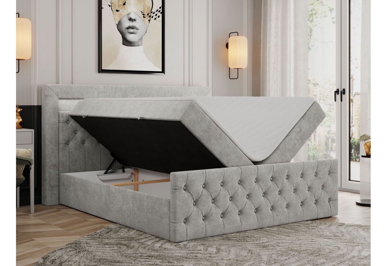 Łóżko kontynentalne GOLD 9 120x200 - H3 - jasnoszary, struktura