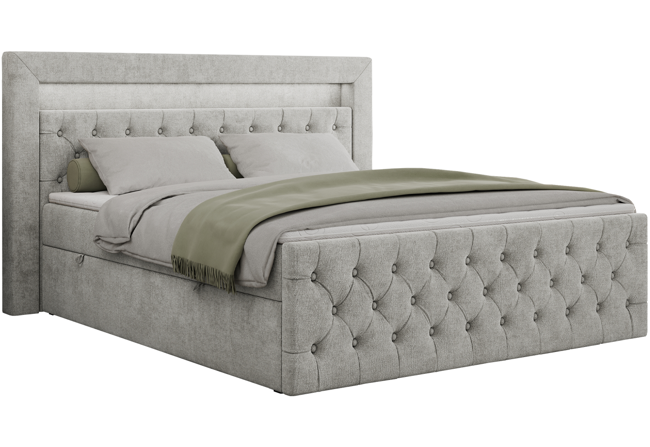 Łóżko kontynentalne GOLD 9 200x200 - H3 - jasnoszary, struktura