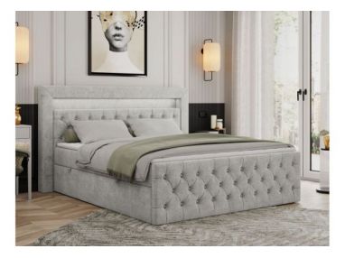 Łóżko kontynentalne GOLD 9 120x200 - H4 - jasnoszary, struktura