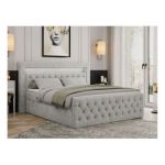 Łóżko kontynentalne GOLD 9 120x200 - H4 - jasnoszary, struktura