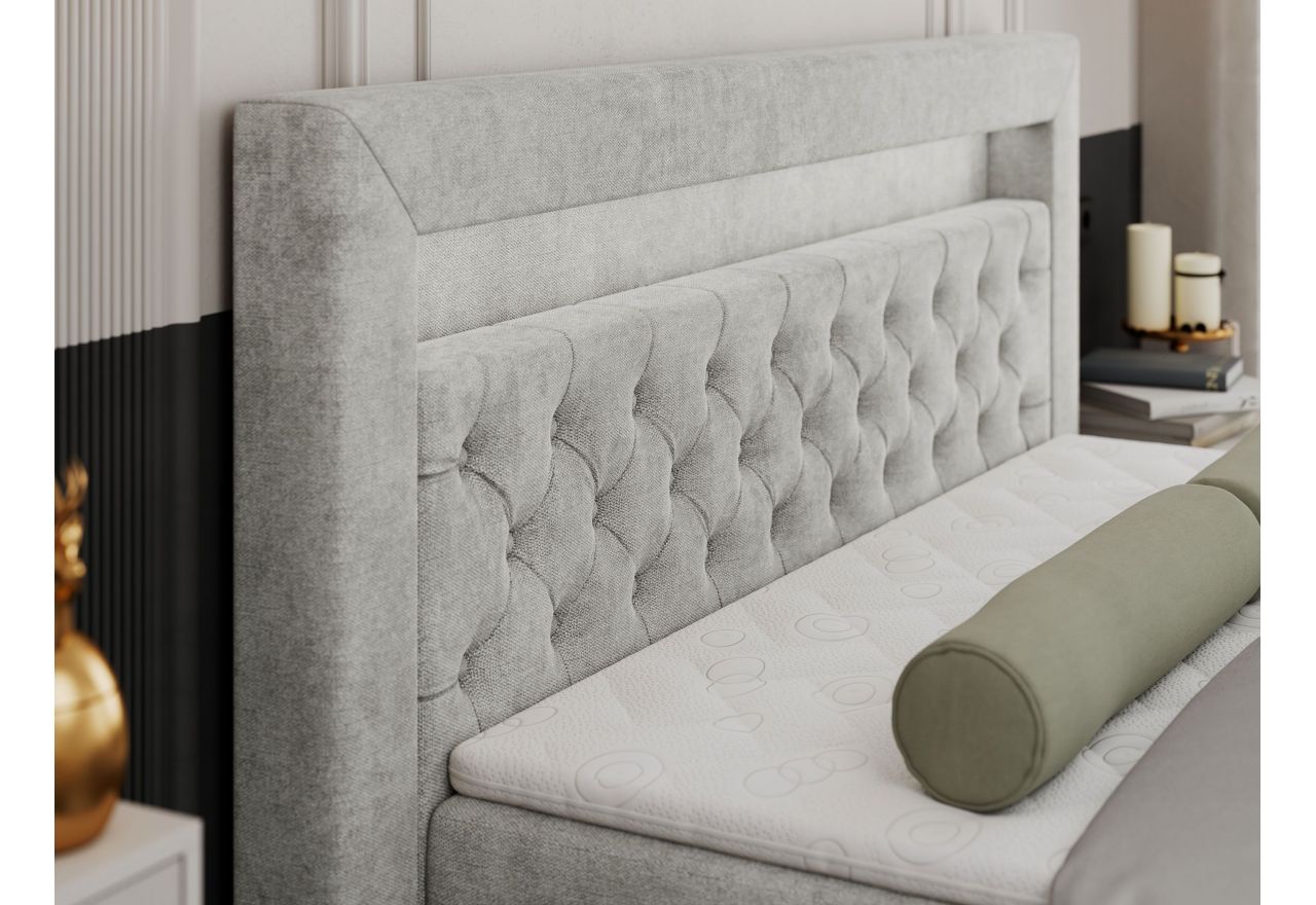 Łóżko kontynentalne GOLD 9 160x200 - H4 - jasnoszary, struktura