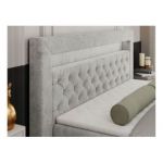 Łóżko kontynentalne GOLD 9 160x200 - H4 - jasnoszary, struktura