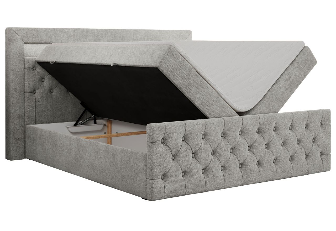 Łóżko kontynentalne GOLD 9 180x200 - H4 - jasnoszary, struktura