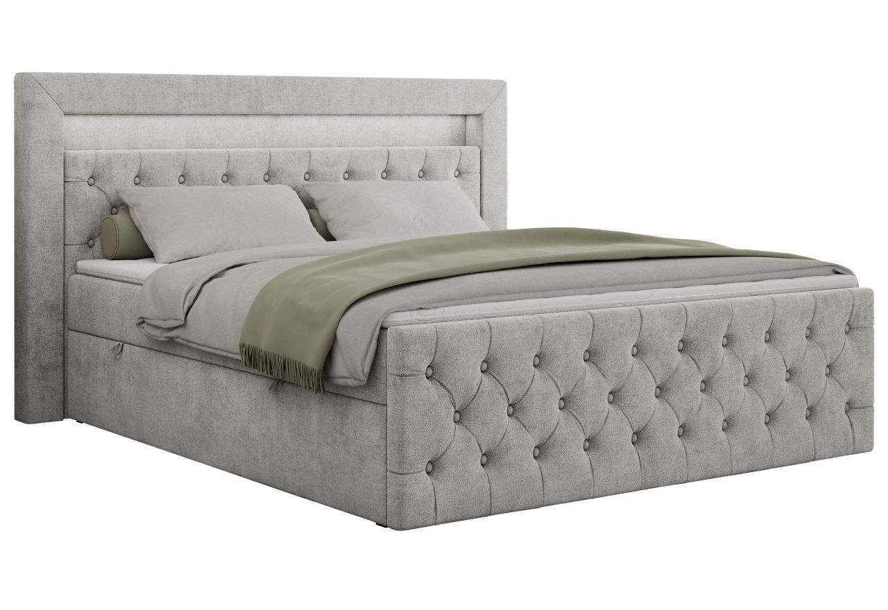 Łóżko kontynentalne GOLD 9 200x200 - H4 - jasnoszary, struktura