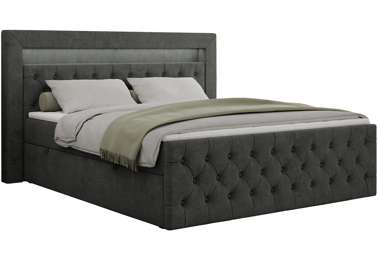 Łóżko kontynentalne GOLD 9 120x200 - H3 - ciemnoszary, struktura