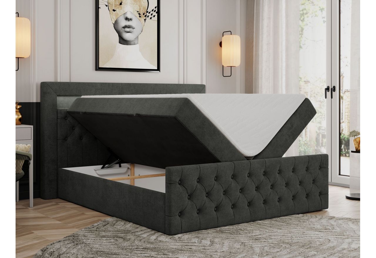 Łóżko kontynentalne GOLD 9 160x200 - H3 - ciemnoszary, struktura