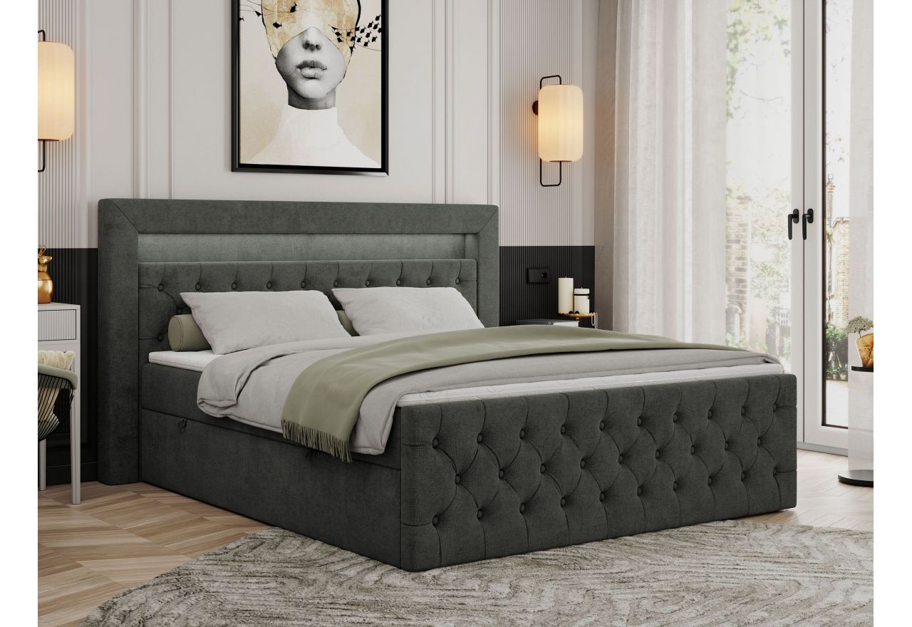 Łóżko kontynentalne GOLD 9 180x200 - H3 - ciemnoszary, struktura