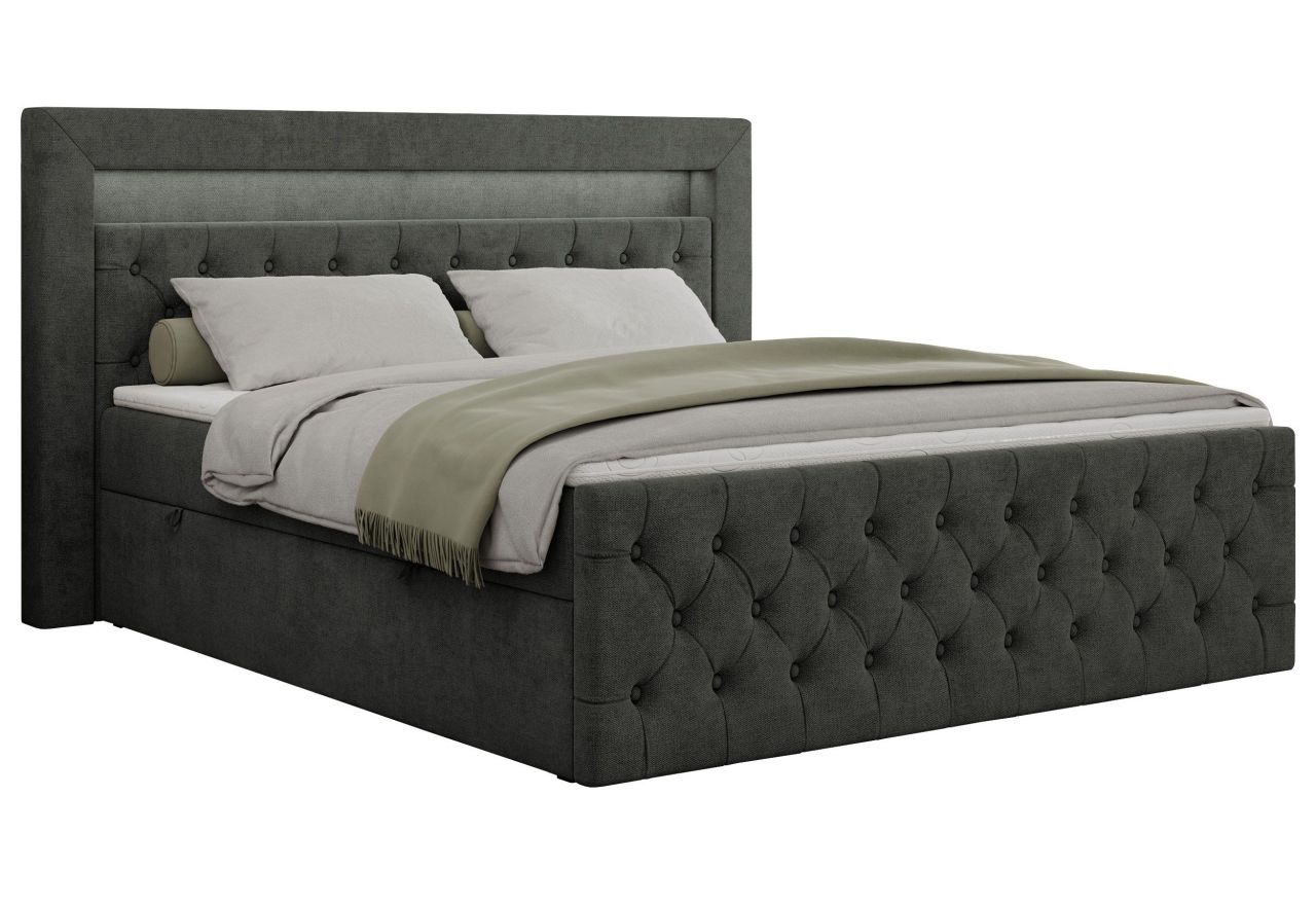 Łóżko kontynentalne GOLD 9 120x200 - H4 - ciemnoszary, struktura