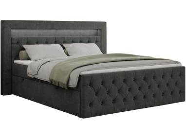 Łóżko kontynentalne GOLD 9 160x200 - H4 - ciemnoszary, struktura