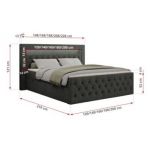 Łóżko kontynentalne GOLD 9 180x200 - H4 - ciemnoszary, struktura