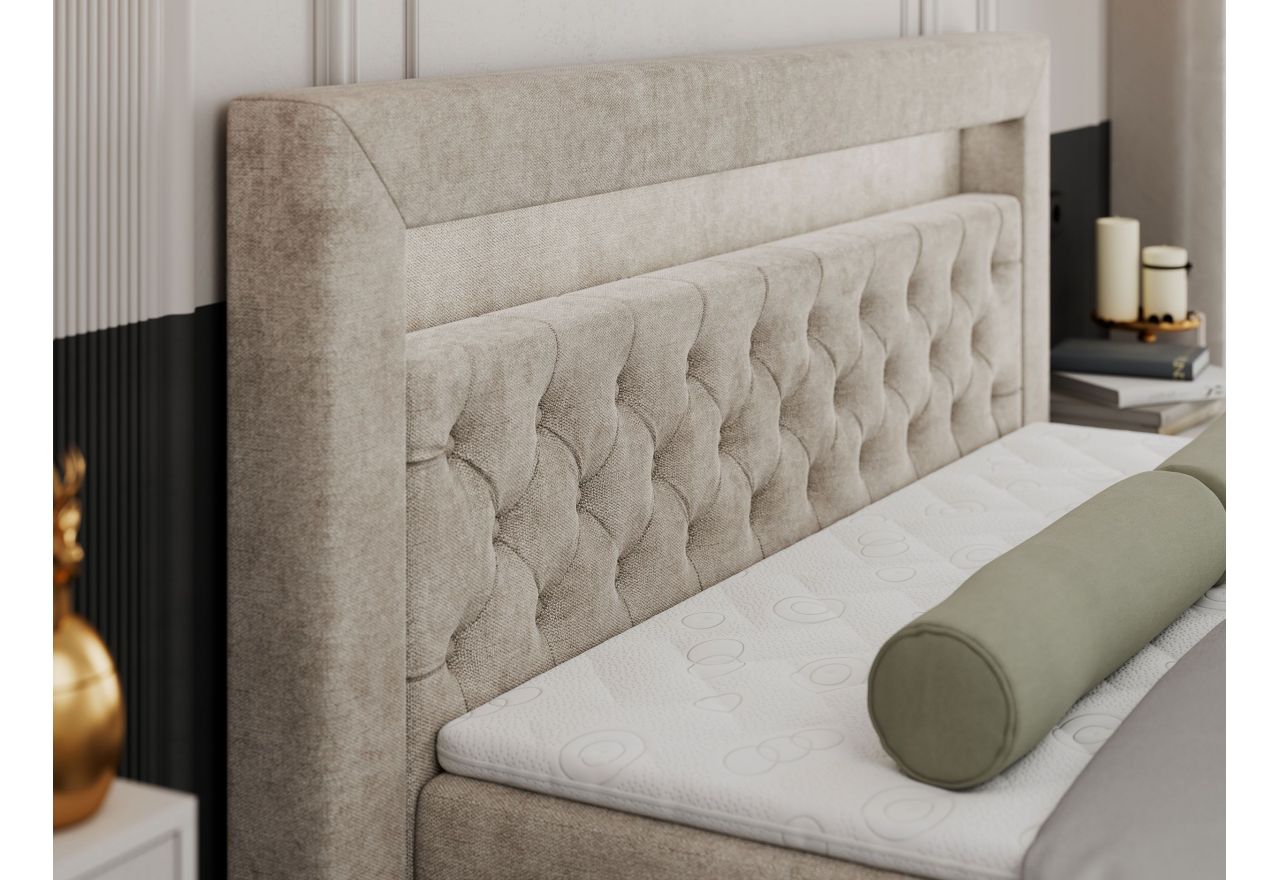 Łóżko kontynentalne GOLD 9 120x200 - H3 - beżowy, struktura