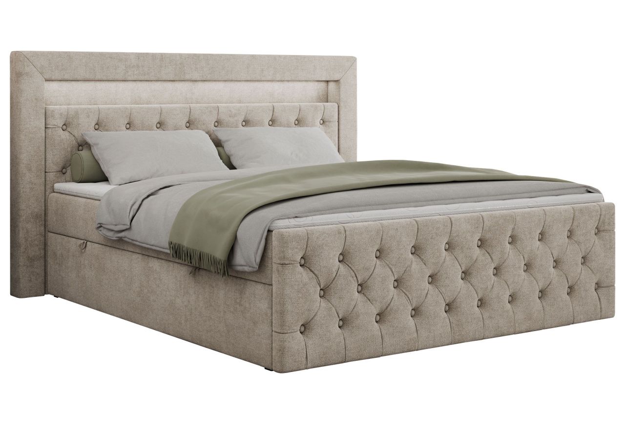 Łóżko kontynentalne GOLD 9 200x200 - H3 - beżowy, struktura