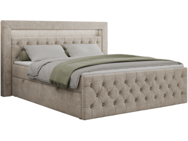 Łóżko kontynentalne GOLD 9 160x200 - H4 - beżowy, struktura