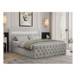 Łóżko kontynentalne GOLD 9 120x200 - H3 - jasnoszary, welwet