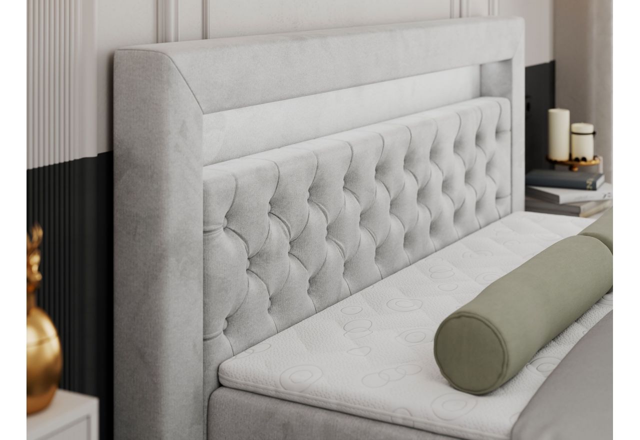 Łóżko kontynentalne GOLD 9 120x200 - H3 - jasnoszary, welwet