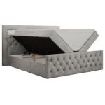 Łóżko kontynentalne GOLD 9 120x200 - H3 - jasnoszary, welwet