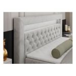 Łóżko kontynentalne GOLD 9 160x200 - H3 - jasnoszary, welwet