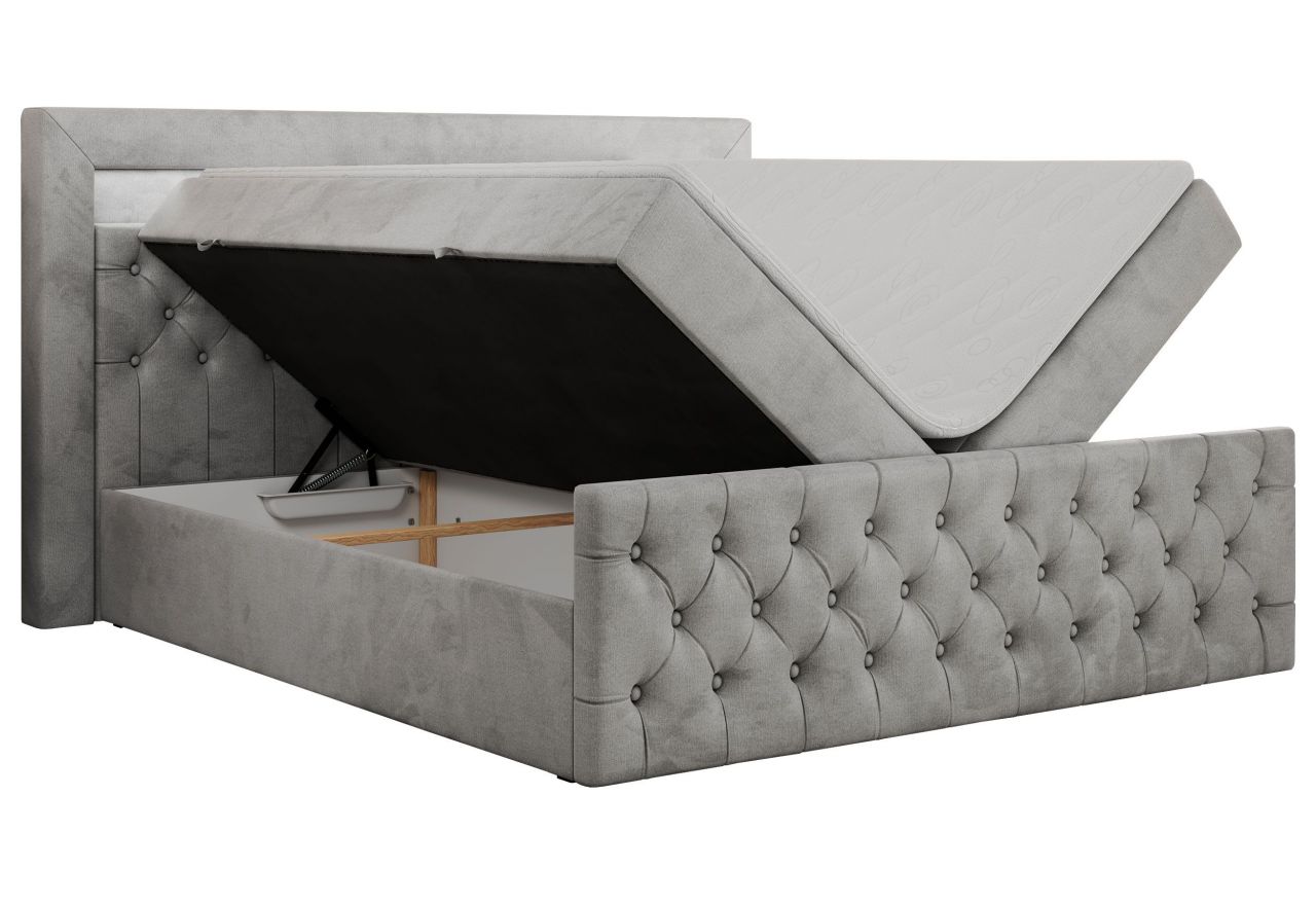 Łóżko kontynentalne GOLD 9 160x200 - H3 - jasnoszary, welwet