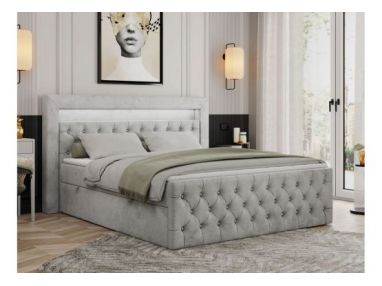 Łóżko kontynentalne GOLD 9 200x200 - H3 - jasnoszary, welwet