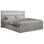 Łóżko kontynentalne GOLD 9 180x200 - H4 - jasnoszary, welwet