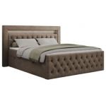 Łóżko kontynentalne GOLD 9 140x200 - H3 - brązowy, welwet