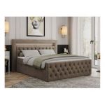 Łóżko kontynentalne GOLD 9 160x200 - H3 - brązowy, welwet