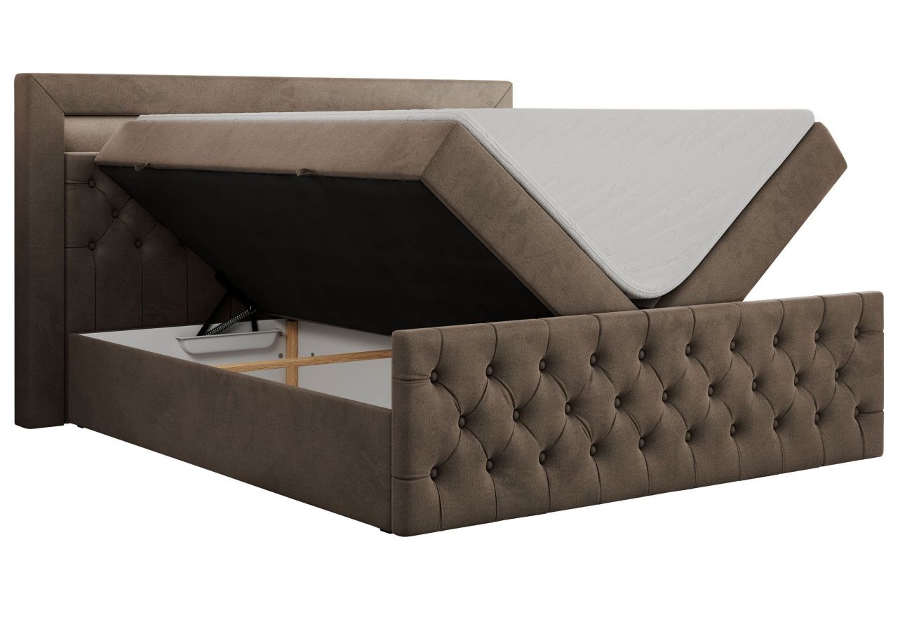 Łóżko kontynentalne GOLD 9 180x200 - H3 - brązowy, welwet