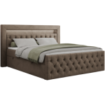 Łóżko kontynentalne GOLD 9 200x200 - H3 - brązowy, welwet