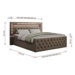 Łóżko kontynentalne GOLD 9 200x200 - H3 - brązowy, welwet