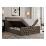 Łóżko kontynentalne GOLD 9 200x200 - H3 - brązowy, welwet