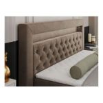 Łóżko kontynentalne GOLD 9 200x200 - H3 - brązowy, welwet