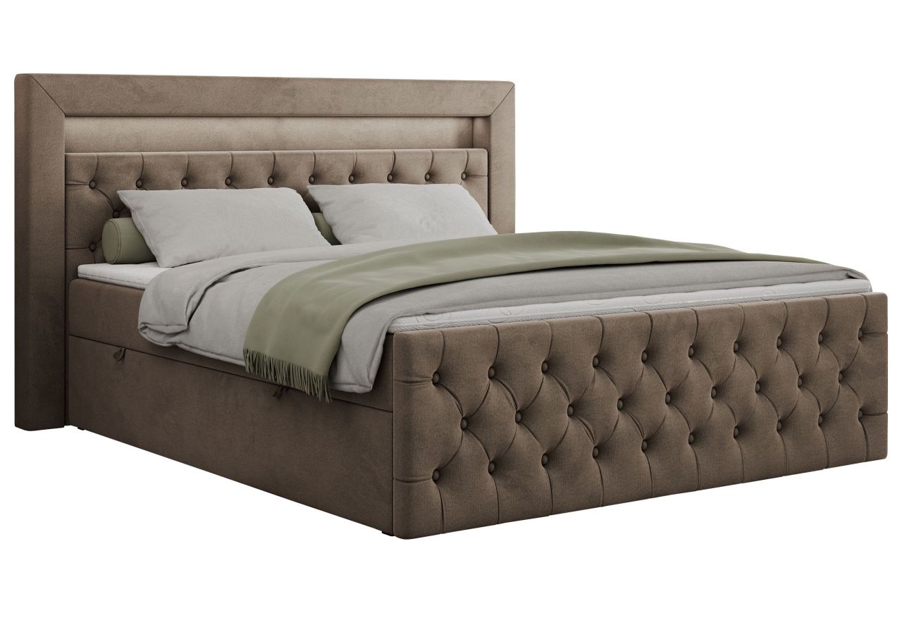 Łóżko kontynentalne GOLD 9 120x200 - H4 - brązowy, welwet