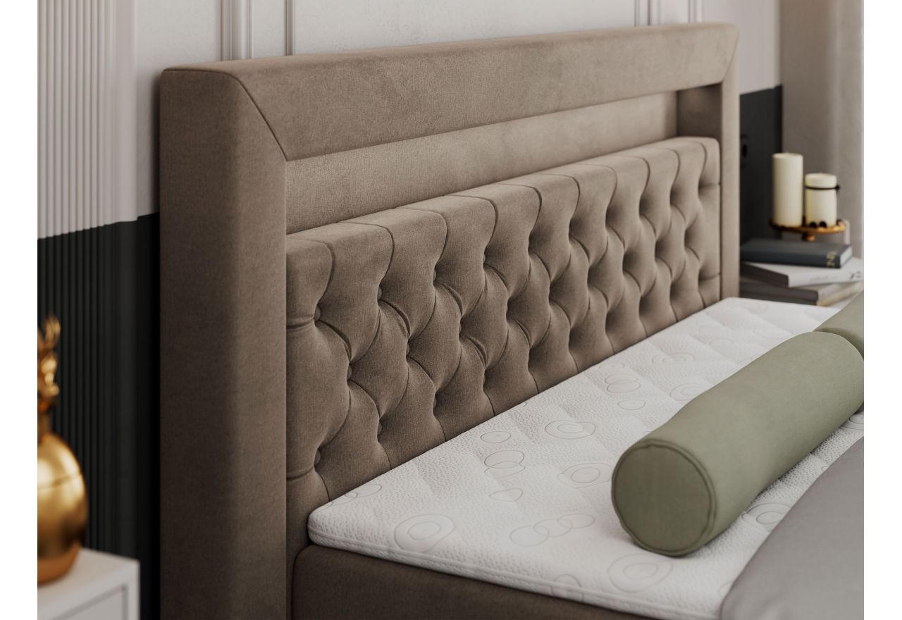 Łóżko kontynentalne GOLD 9 160x200 - H4 - brązowy, welwet