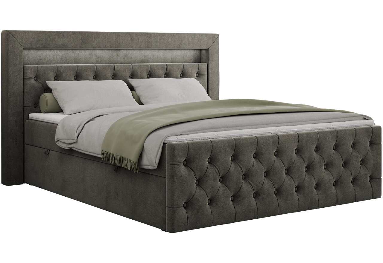 Łóżko kontynentalne GOLD 9 120x200 - H3 - ciemnoszary, welwet