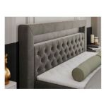 Łóżko kontynentalne GOLD 9 140x200 - H3 - ciemnoszary, welwet