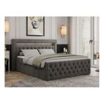 Łóżko kontynentalne GOLD 9 200x200 - H3 - ciemnoszary, welwet