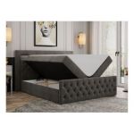 Łóżko kontynentalne GOLD 9 200x200 - H3 - ciemnoszary, welwet