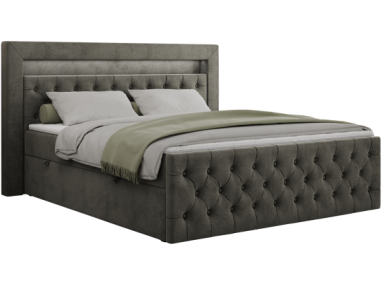 Łóżko kontynentalne GOLD 9 120x200 - H4 - ciemnoszary, welwet