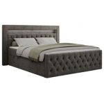 Łóżko kontynentalne GOLD 9 120x200 - H4 - ciemnoszary, welwet