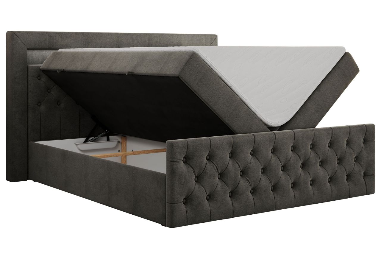 Łóżko kontynentalne GOLD 9 140x200 - H4 - ciemnoszary, welwet