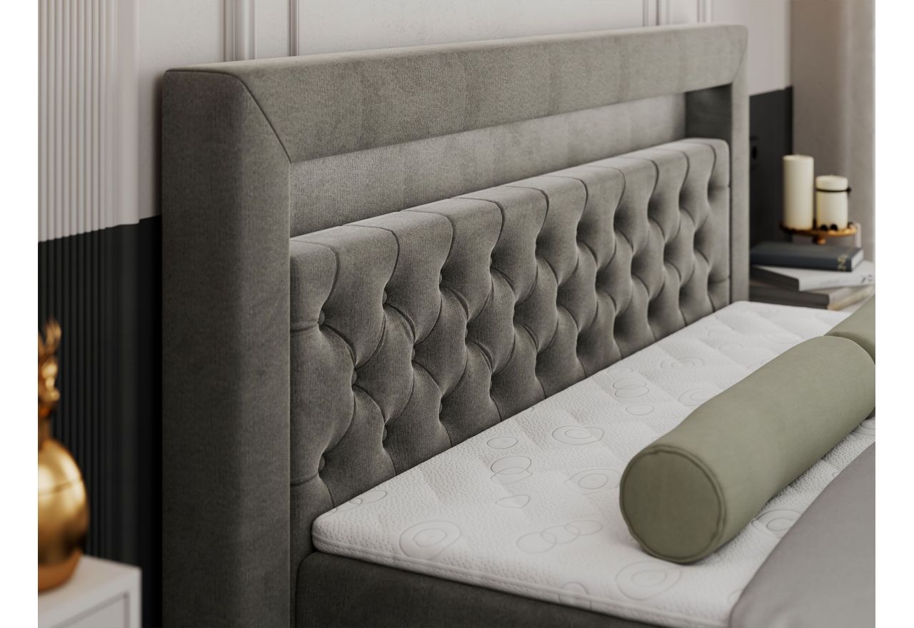 Łóżko kontynentalne GOLD 9 160x200 - H4 - ciemnoszary, welwet