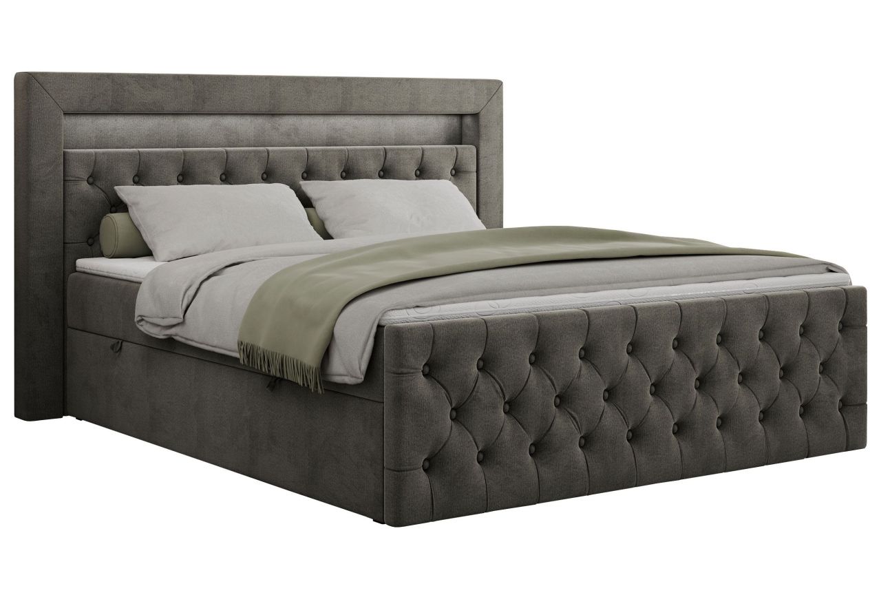 Łóżko kontynentalne GOLD 9 180x200 - H4 - ciemnoszary, welwet