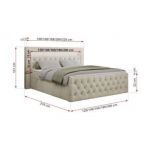 Łóżko kontynentalne GOLD 9 120x200 - H3 - beżowy, welwet