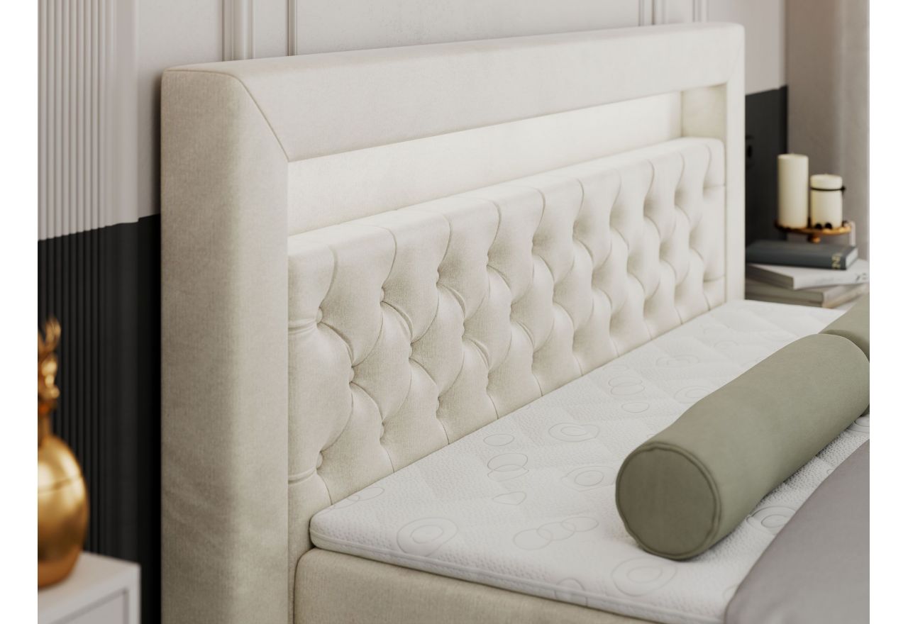 Łóżko kontynentalne GOLD 9 120x200 - H3 - beżowy, welwet