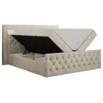 Łóżko kontynentalne GOLD 9 140x200 - H3 - beżowy, welwet