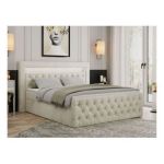 Łóżko kontynentalne GOLD 9 200x200 - H3 - beżowy, welwet